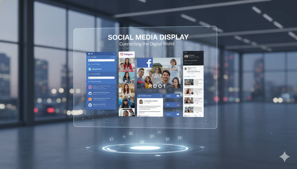 Social media display screens